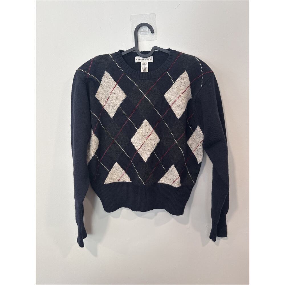 Evan Picone Merino Wool Sweater Shoulder Padded Medium Grandpacore 2258
